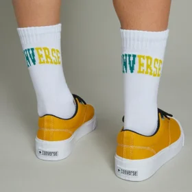 Wordmark Logo Single Crew Strumpor ”White”